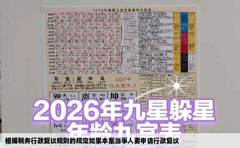 根据税务行政复议规则的规定如果本案当事人要申请行政复议