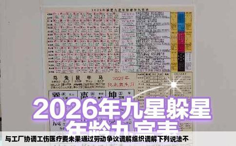 与工厂协调工伤医疗费未果通过劳动争议调解组织调解下列说法不